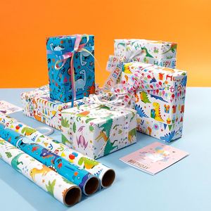 Vente en gros de haute qualité 80g 43*300cm papier d'emballage de dinosaure d'anniversaire papier d'emballage cadeau - Product Image 6