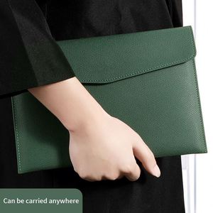 A4 Leather Snap Thickened Storage Waterproof Document Bag, Business Office <b>File</b> Data Organizer Paper <b>Folder</b> Printed Logo Custom - Product Image 4