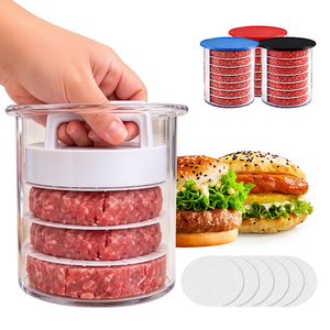 Presse à hamburgers 2-en-1 en plastique ABS écologique, antiadhésive, avec fonction de préparation de galettes et de récipient de stockage - Product Image 1