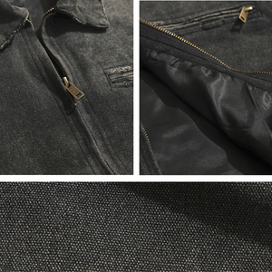 Giacca Detroit da Uomo in Cotone Denim di Alta Qualità Senza Marchio con Zip Intera, Giacca <span class=keywords><strong>College</strong></span> Detroit Personalizzata Vintage con Lavaggio Acido - Product Image 3