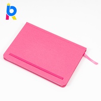 Carnet de planification en lin rose à spirale avec options de logo personnalisé, reliure cousue et piqûre à cheval, édition cadeau, couverture en PP