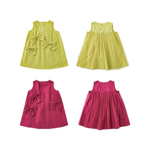 Nouveautés Dernières enfants filles robe d'été avec nœud 100% coton sans manches maille bébé robe 4 ans - Product Image 5