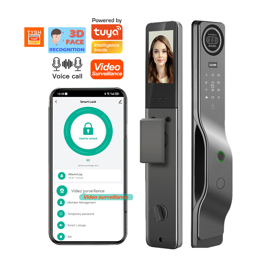 TYSH Ai Tuya WiFi Zigbee Security Automatic Smart 3d Face Recognition Biometric Fingerprint Lock Video Surveillance Camera Lock · image 2