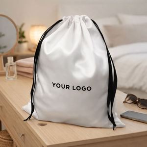 Sac d'emballage en organza satiné recyclable avec logo personnalisé, vente en gros de pochettes en soie pour bijoux, extensions de cheveux, cadeaux - Product Image 2