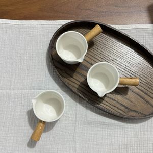 Casserole en céramique blanche de meilleure qualité pour la maison Bec verseur Pot à lait Mitigeur Cuisinière pour bébé Casserole Petite marmite - Product Image 5