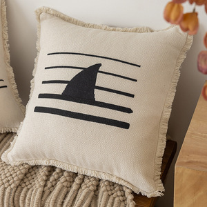 Funda de Cojín Cuadrada Bordada Minimalista Moderna, Patrón de Rayas de Algodón Orgánico, Cojín Lumbar Lavable, Decoración de Estilo Nórdico - Product Image 3