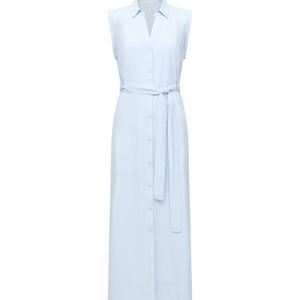 เดรสเชิ้ตแขนกุดติดกระดุมหน้าพร้อมเข็มขัด ทรงหลวมสบายๆ สำหรับฤดูร้อน ชุดเดรสลำลองสำหรับผู้หญิง - Product Image 3