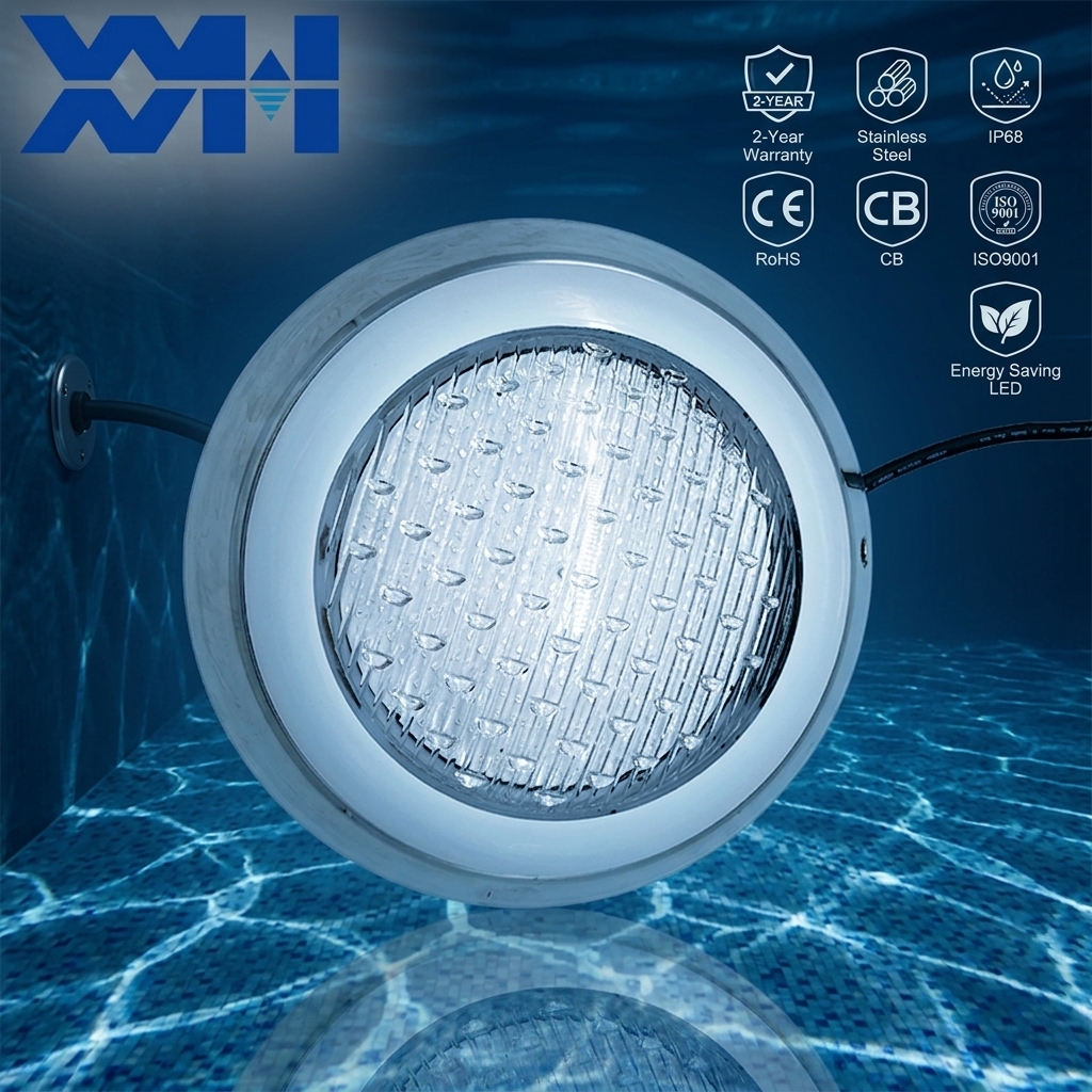 High Brightness IP68 Waterproof RGBW Warm White LED Swimming Pool Light Underwater Wall-Mounted Outdoor Stainless Steel Dimmable