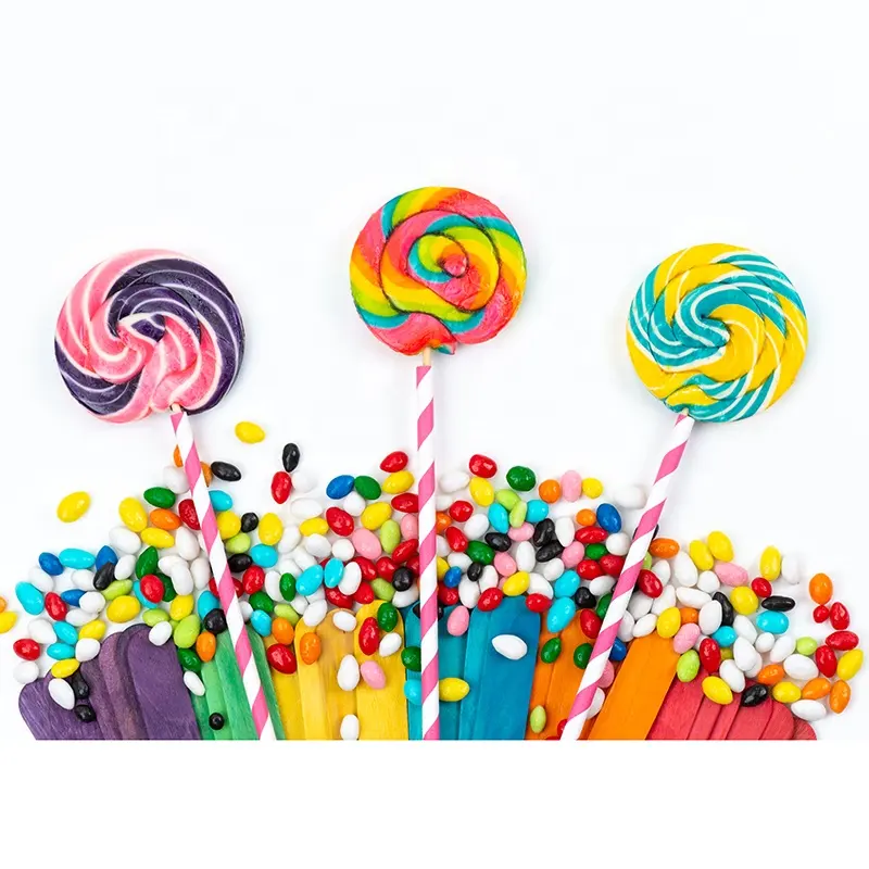 Confectionery Products halal handmade hard Candy colorful rotating lollipop