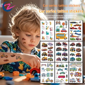Nuevas pegatinas <span class=keywords><strong>de</strong></span> <span class=keywords><strong>tatuajes</strong></span> para niños con diseños <span class=keywords><strong>de</strong></span> coches y motocicletas <span class=keywords><strong>de</strong></span> dibujos animados, papel <span class=keywords><strong>de</strong></span> transferencia al agua, diseño moderno y minimalista. - Product Image 1