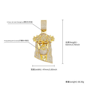 Collar de circonitas estilo rap para hombre, con colgante de corona de rosas de Jesús, el más vendido, joyería exquisita - Product Image 3