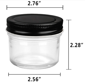Venta al por mayor de 120ml de vidrio de boca ancha Mini tarros de conservas Mason con tapas negras para miel mermelada gelatina alimentos para bebés recuerdo de boda - Product Image 2