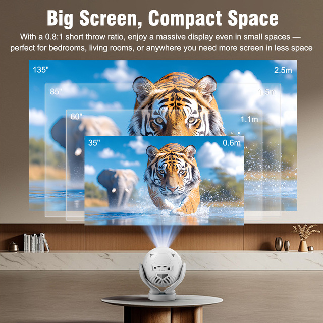 Portable Projector for 500ANSI HY320F LED LCD Android14 Automatic Keystone Correction 1080P 8K Support Home Theater