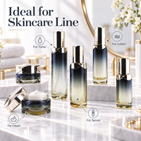 Ensemble d'emballages cosmétiques en verre blanc dégradé, pots à crème 30g 50g, flacons de soin 30ml 40ml 100ml 120ml, logo personnalisé