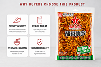 Chinesische eingelegte Senfgrün-Sprossen mit knusprigen Bambussprossen – sauer-scharfes Beilagensnack, verzehrfertig