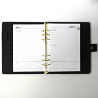 Maßgeschneiderter Luxus A5 PU-Leder Ringbuch Jahresplaner mit Druckknopf und Stifthalter