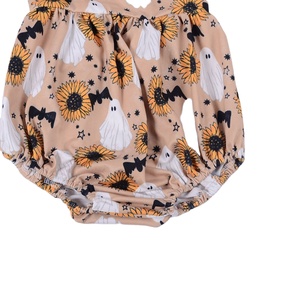 Barboteuse tricotée d'été pour bébé fille, motif floral, style dessin animé, avec entrejambe à boutons-pression, collection Halloween - Product Image 5
