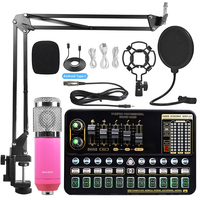 Interface audio professionnelle, carte son et mixeur avec ensemble de microphone BM800 pour ordinateur, karaoké, diffusion en direct et enregistrement