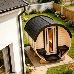 Sauna en bois massif de cèdre rouge pour l'extérieur, moderne, en forme de tente, avec chauffage infrarouge au carbone, capacité 8/6/4/2 personnes, électrique/à bois - Product Image 5