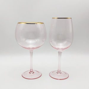Venta al por mayor copas de <span class=keywords><strong>gafas</strong></span> color de rosa en células madre ware de diseños con borde dorado - Product Image 4