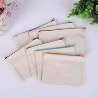 Pochette de documents A4 en coton personnalisé, petite pochette en toile de coton carrée avec fermeture à glissière