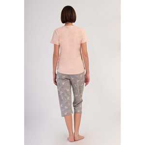 Traje de dormir capri ovalado de manga corta con cuello redondo para mujer - Product Image 1