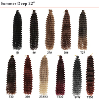 Extensions de cheveux synthétiques tressés en fibre basse température pour tresses bohèmes, tresses au crochet ondulées Ocean Wave de 22 pouces pour l'été