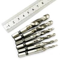 Lot de 6 tarauds à filetage hélicoïdal HSS4341 à queue hexagonale, métriques/im impériales, pour vis mécaniques à cannelures spirales