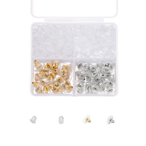 Ensemble de couvercles d'oreille en silicone, ronds, plaqués or et argent, pour la fabrication de boucles d'oreilles, accessoires de bijouterie, boîte de rangement à 4 compartiments - Product Image 5
