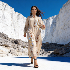 Elegante Abaya de Poliéster con Bordado Personalizado para Mujeres Musulmanas, Vestido Largo, Proveedor Mayorista OEM - Product Image 3