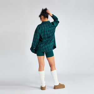 Luckpanther Logo personnalisé chemises à carreaux verts <span class=keywords><strong>chemisier</strong></span> décontracté printemps automne vêtements d'extérieur haut chemise anti-rides - Product Image 4