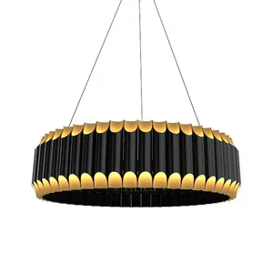 modern design lustre led modern lighting illumination classic black round ceiling pendant hang model black and gold chandelier