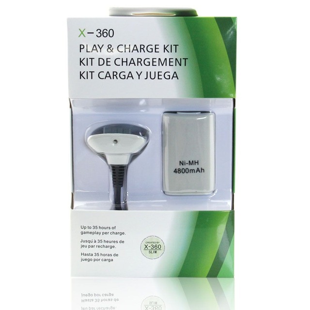 New 4800mah Rechargeable Battery Pack for Xbox 360 Slim Battery Controller Black/white Box Package
