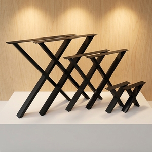 Pieds de table en métal noir 70 x <span class=keywords><strong>72</strong></span> cm, bases de table trapézoïdales pour tables à manger, tables basses et tables de travail sur mesure - Product Image 2