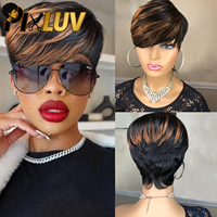 Vendor Wig Rambut Manusia Pendek Pirang Grosir, Wig Tanpa Lem Rambut India Mentah, Wig Pixie Cut Rambut Manusia, Wig Pixie Cut Rambut Manusia