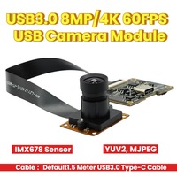 Module de caméra USB3.0 IMX678 8MP 4K 3840*2160 60FPS Type C à mise au point fixe YUV2 MJPEG avec objectif M12 compatible UVC Plug and Play