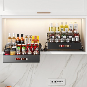 Étagère de rangement multi-niveaux pour serviettes, autoportante, moderne, en acier inoxydable, étanche, silencieuse, avec levage hydraulique, sans perçage, pour armoire de cuisine - Product Image 2
