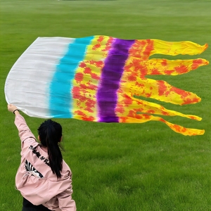 Banderas de Danza Cristiana de Seda para Adoración, Danza Profética y Elogio, Abanicos de Danza Fluida para Ministerio - Product Image 1