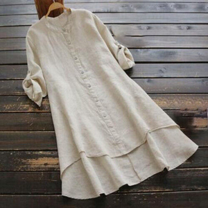 Camisa de manga larga de talla grande para mujer, blusa informal de otoño para mujer, camisa de longitud media - Product Image 6