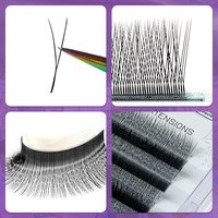 Extensions de cils DIY en cheveux synthétiques ultra doux, faits à la main, forme trèfle 2D style YY, noir mat naturel, pour vente en gros aux fournisseurs