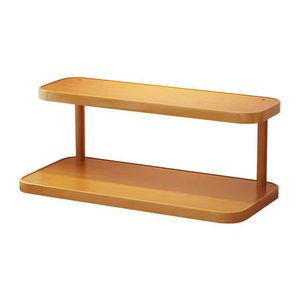 Desktop Cup Holder Two Layer Wooden <b>Organizer</b> For Office <b>Desk</b> Storage - Product Image 3