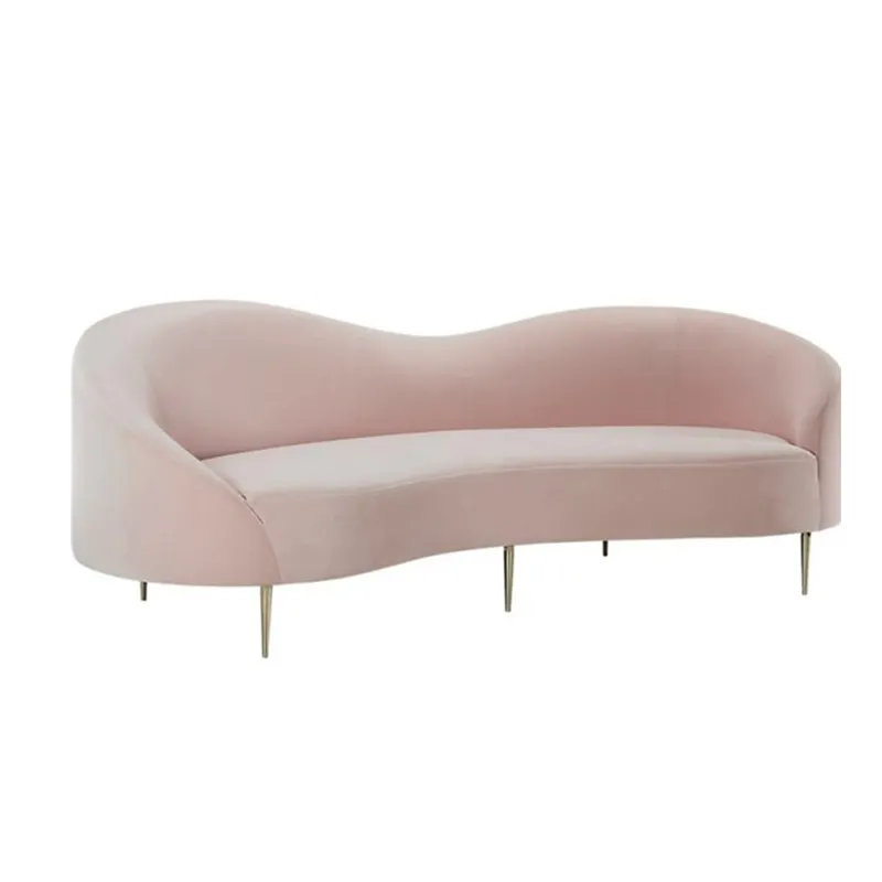 Conjunto de sofás de lujo para sala de estar, moderno sofá curvo de terciopelo, Color rosa