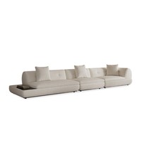 Nordisches Design Bouclé-Stoff Mondsofa Luxus-Ecksofa mit Marmor-Beistelltisch Hochdichter Schwamm Lärchenholzrahmen