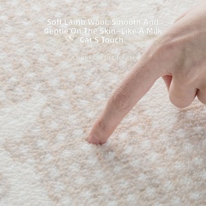 Alfombra gruesa EiffelHome Wabi-Sabi de pelo alto con rayas y estampado de plantas, base antideslizante, lavable a máquina, para sala de estar - Product Image 4