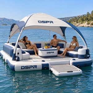 Piattaforma Galleggiante Gonfiabile Personalizzata con Bar Acquatico, Lounge e Parasole per Hotel Costieri, <span class=keywords><strong>Spiagge</strong></span> e Parchi Acquatici - Product Image 6
