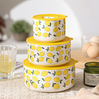 Ensemble de bols en céramique citron mignon avec couvercle bols à soupe pour micro-ondes récipients hermétiques pour le stockage des aliments pour les repas