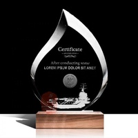 Trophée en cristal et bois en forme de goutte d'eau, avec base en bois, WTR-31, vente chaude