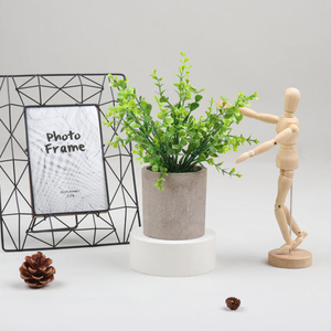 Planta cilíndrica artificial en maceta para decoración de escritorio, simulación de planta verde, escena de maceta con flor falsa - Product Image 3