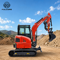 Mini-excavatrice FULCORE conforme EPA 3,6T avec pince hydraulique optionnelle de haute qualité pour l'aménagement paysager de jardin