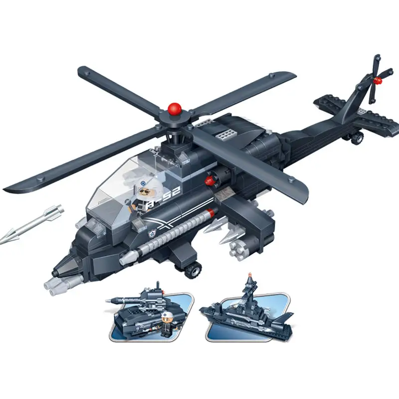 B8478 Banbao Model Helicopter Toys Science Educational Kids Building Block Toys